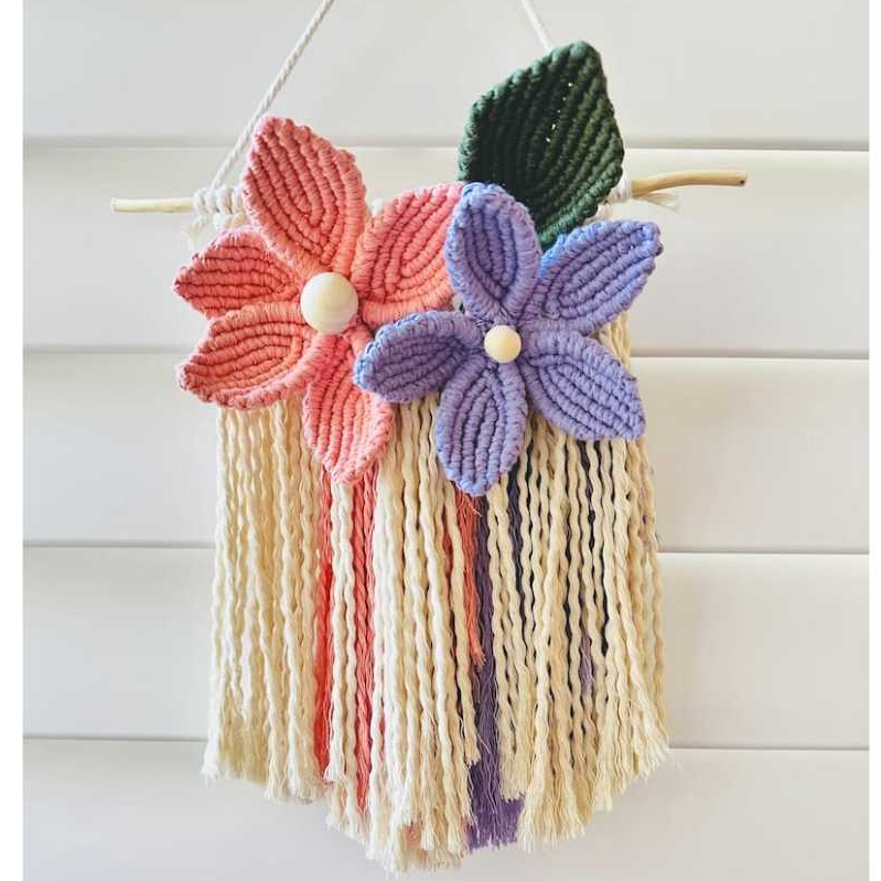 Bunga macrame hiasan dinding dekorasi ruangan hiasan gantung ruang tamu