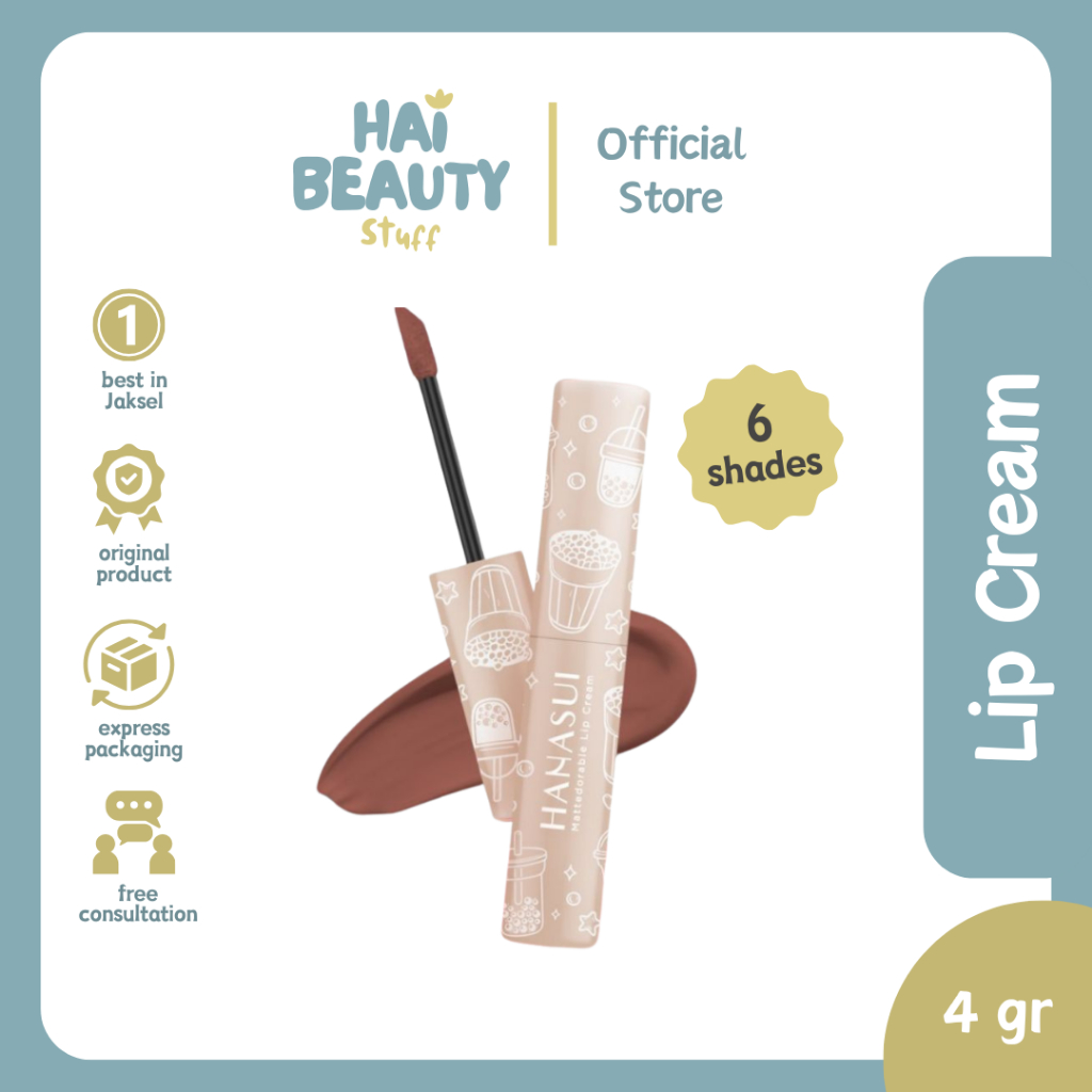 Hanasui Matteadorable Boba Edition Lip Cream Brown Sugar - Lipstik
