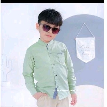 LILY AND CLARK KEMEJA PANJANG ANAK WARNA SAGE GREEN