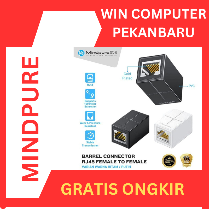 MINDPURE Barrel Konektor RJ45 CAT 6 Female to Female Jack Coupler