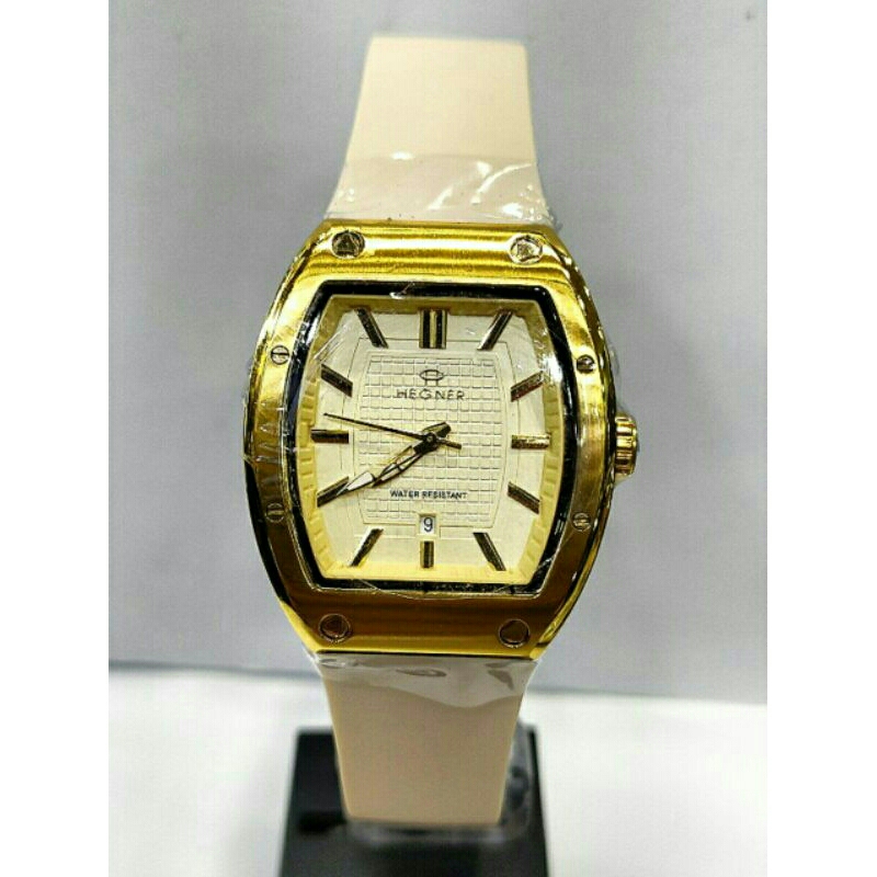 Jam tangan wanita HEGNER 1696 gold strap rubber