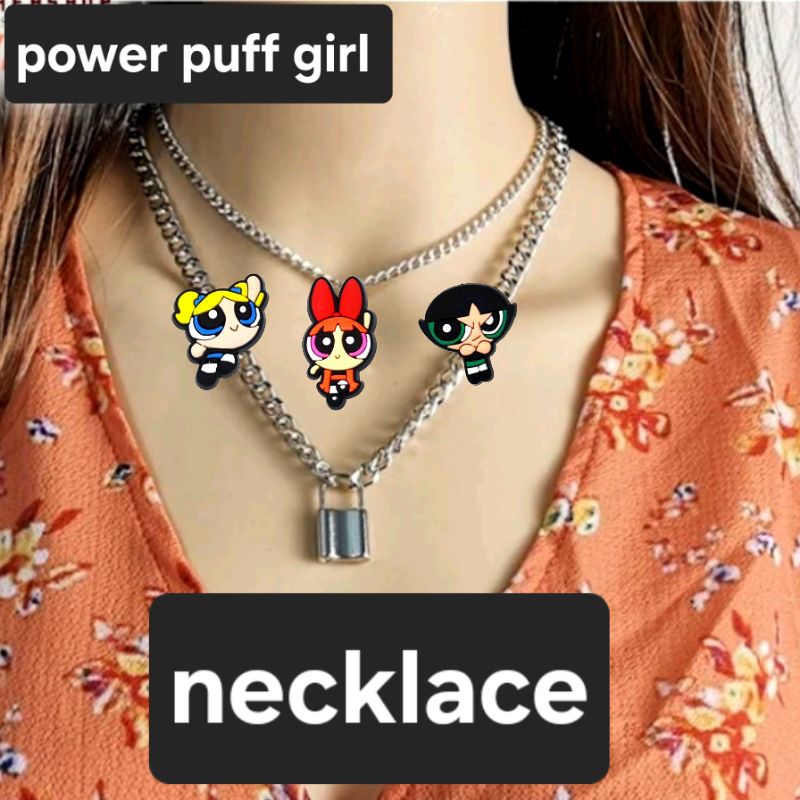 kalung power puff girl/kalung cewek/kalung rantai cewek/kalung gembok/kalung wanita/kalung fashion/k