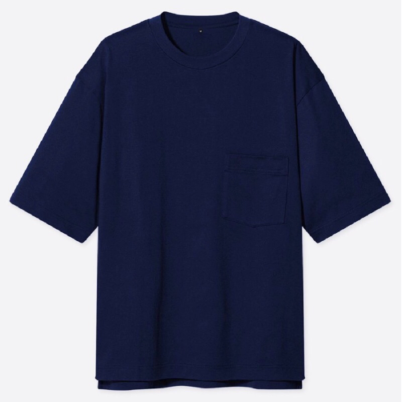 Kaos Polos Oversize Pocket Navy Blue - Kaos Oversize Polos Biru Navy