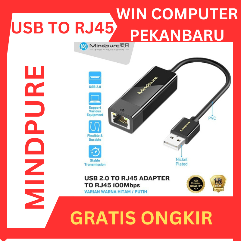 MINDPURE KABEL USB TO LAN RJ45 10/100mbps / CONVERTER USB TO LAN PORT
