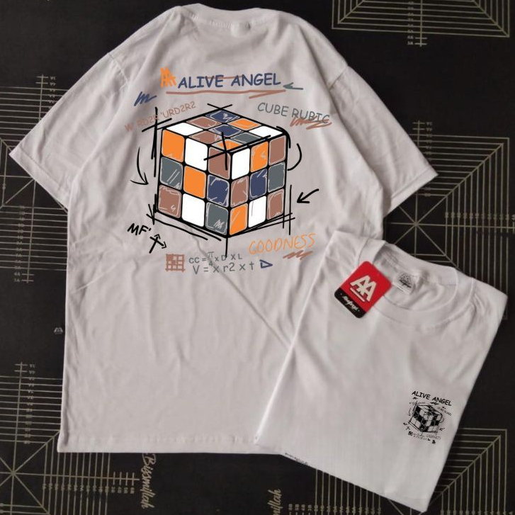 T-shirt Distro White Pria & Wanita Cube Rubic Surfing Series Oceanetic / Kaos Putih Apparel Streetwe