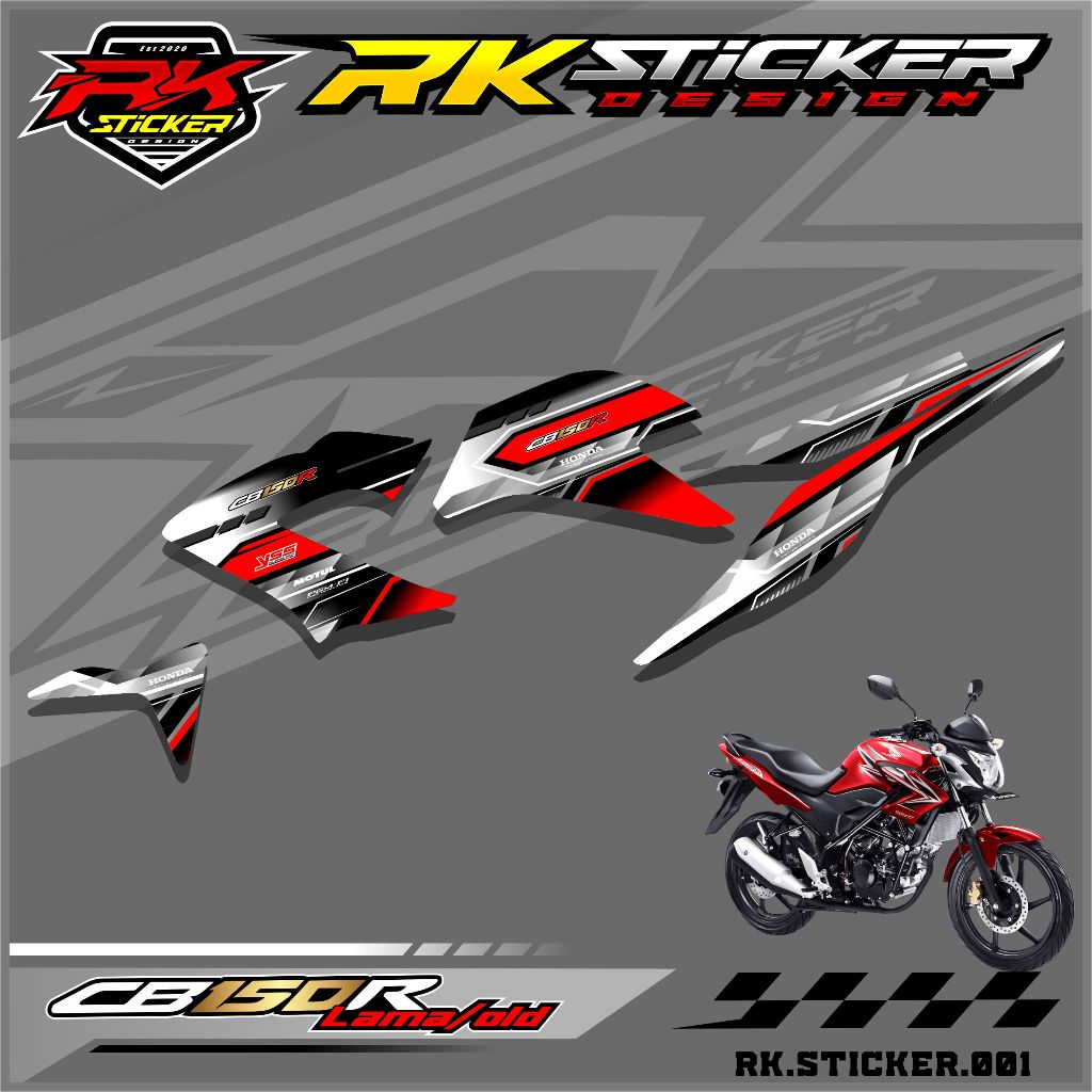 Sticker Striping CB 150 R OLD/LAMA - Striping Variasi Motor CB 150 R OLD/LAMA Desain Racing Rk-01