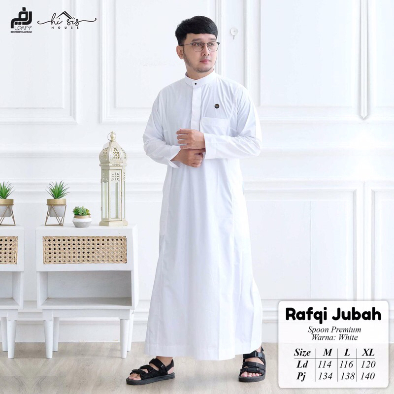 Jubah Gamis Pria Muslimah ORI Leafy Baju Umrah Rafqi