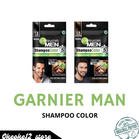 Baru PROMO Garnier Men Shampoo semir Color Hitam Alami dan Coklat Kehitaman  Pewarna Rambut Pria Sha