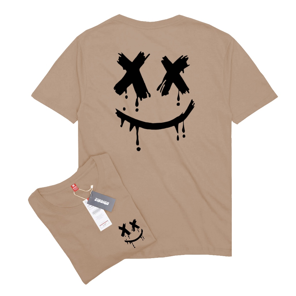 Zirdigo Kaos Distro Smile XX Black debe Lengan Pendek Print Quality Baju Pria-Coksu