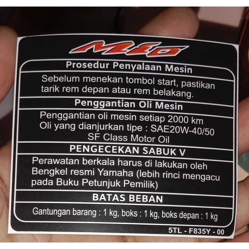 Warning mio prosedur mio costom 2 motiv