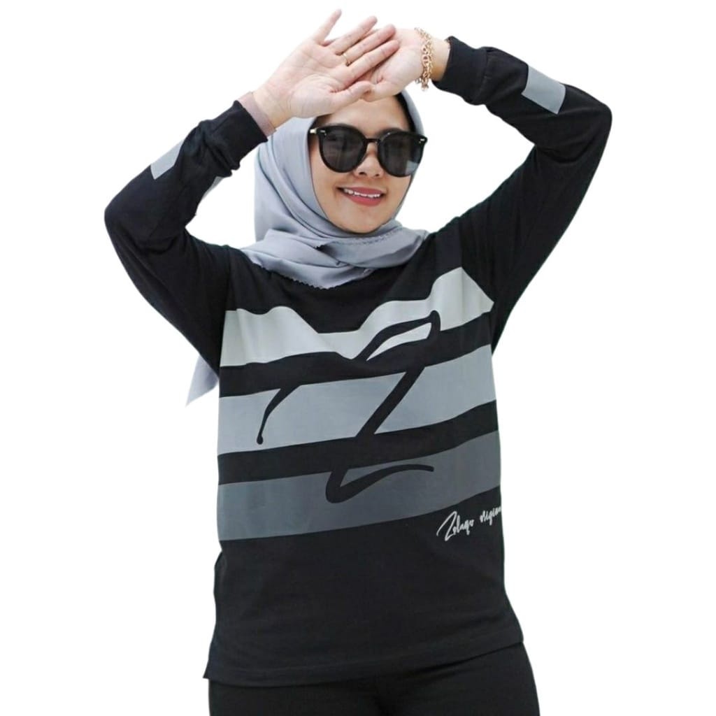 Zolaqu original kaos atasan baju zolaqu zolaku wanita perempuan cewek dewasa sablon lengan panjang a