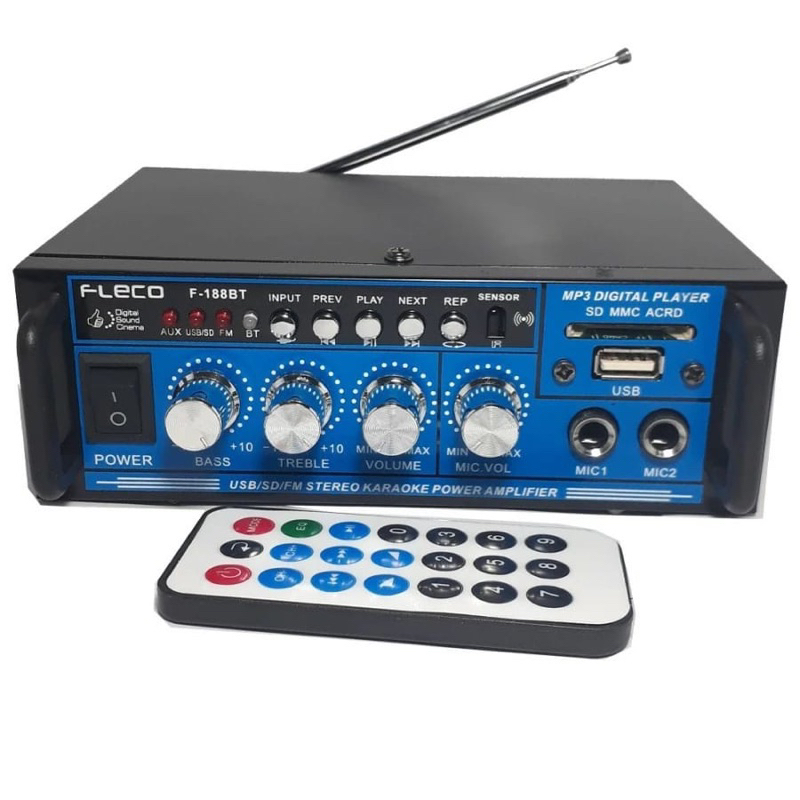 Ampli Karaoke Power Amplifier FLECO F-188BT Ampli Mini Bluetooth Usb Karaoke Amplifer Bluetooth EQ