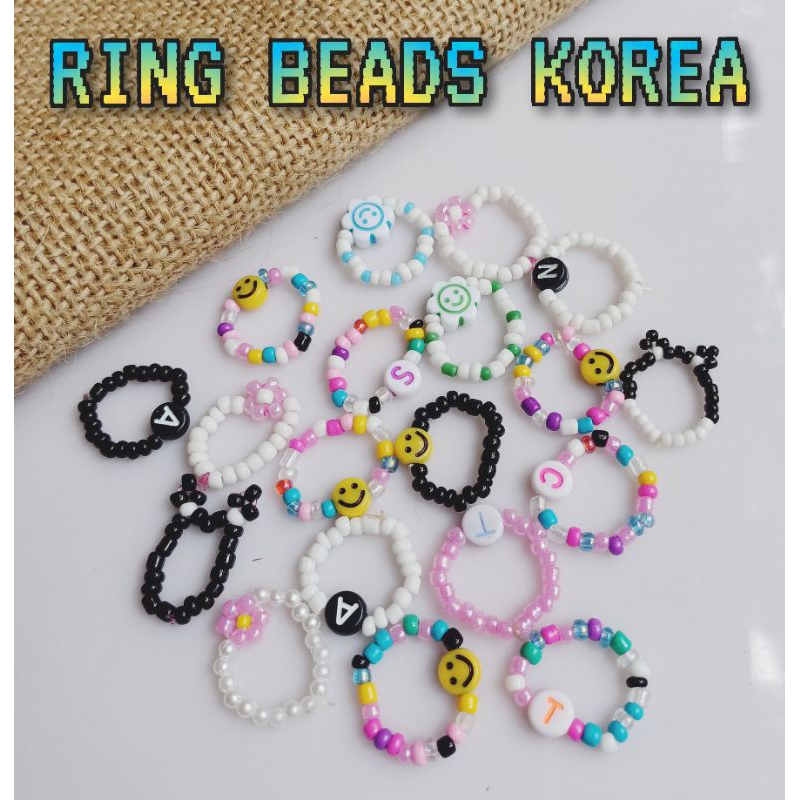(PERLUSIN) CINCIN BEADS KOREA HURUF SMILE | RING BEADS KOREAN STYLE