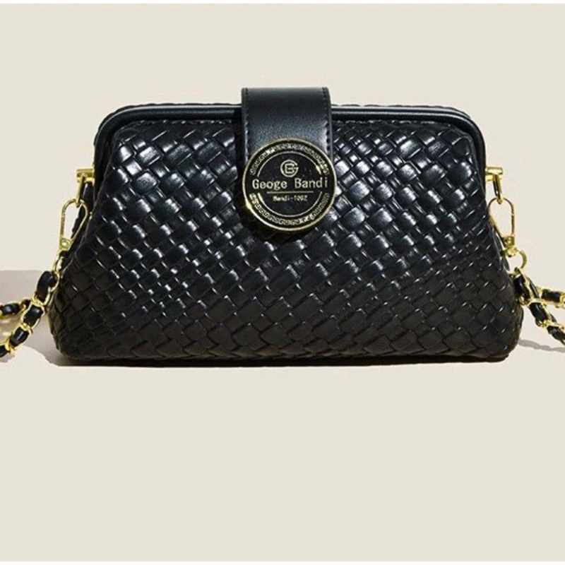 Geoge Bandi Ori Tas Selempang Wanita Tas Pesta Hitam