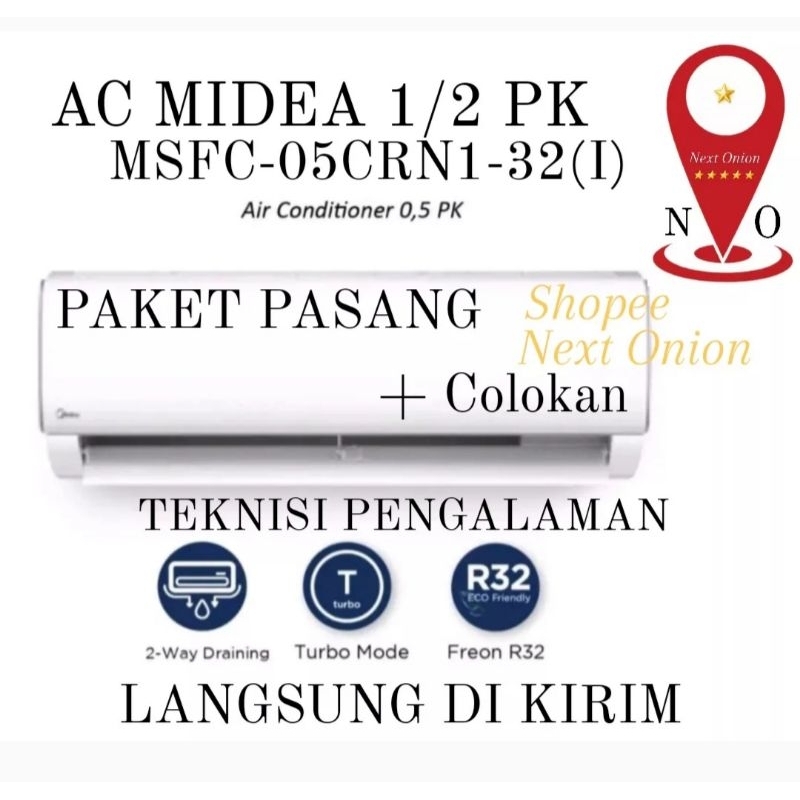 Ac Midea 1/2 Pk Paket Pasang Low Watt