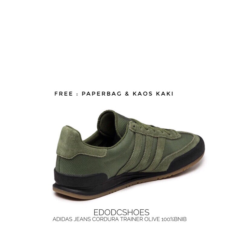 promo ramadhan Sepatu Adidas Jeans Cordura Trainer Olive Green 100%Bnib