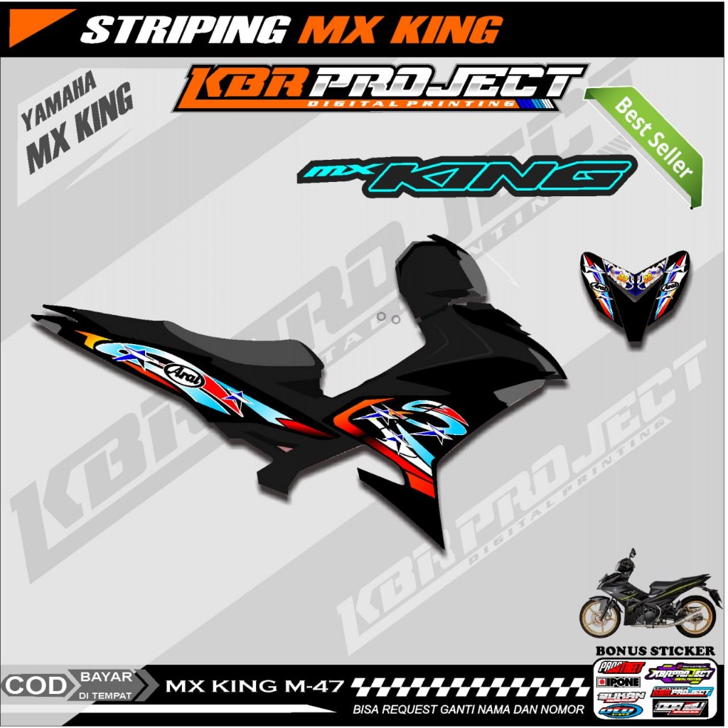 MX KING STIKER  STRIPING PREMIUM MOTOR KEREN LIS VARIASI MX KING STIKER MOTOR YAMAHA RACING M.47 COD