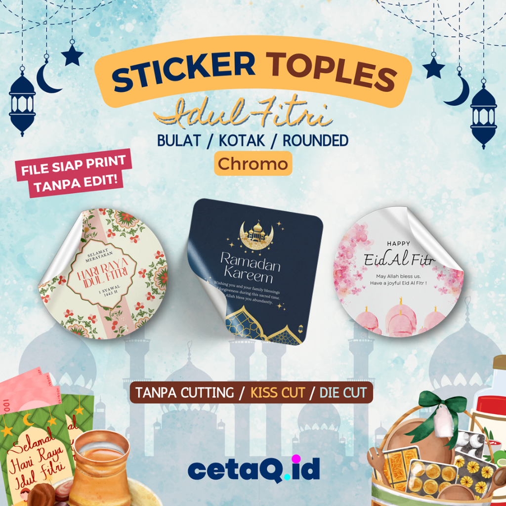 

Cetak Stiker Chromo A3+ / Cetak Stiker Custom / Stiker Cutting / Sticker Kue Kering Lebaran / Sticker Toples Kue Idul Fitri / Sticker Idul Fitri / Sticker Lebaran