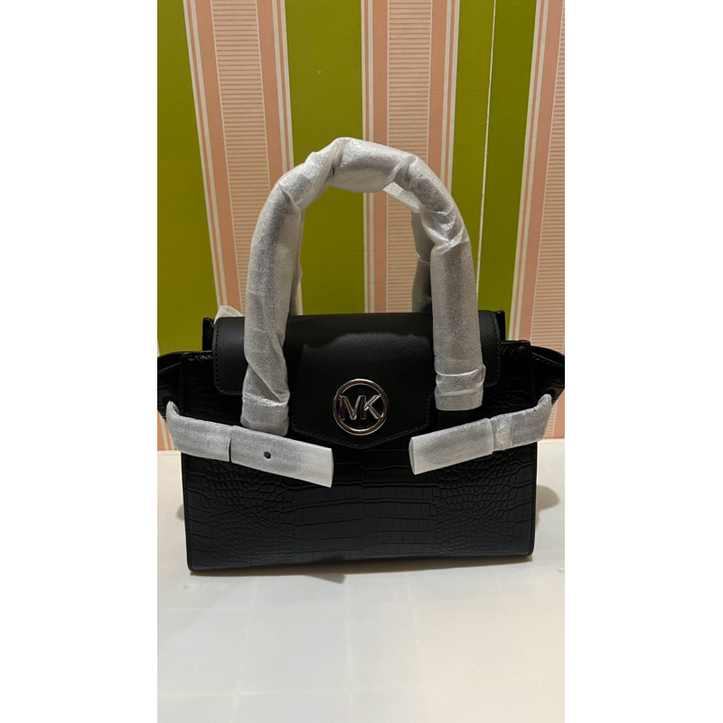 MK Michael Kors Carmen Satchel Black Croco Original
