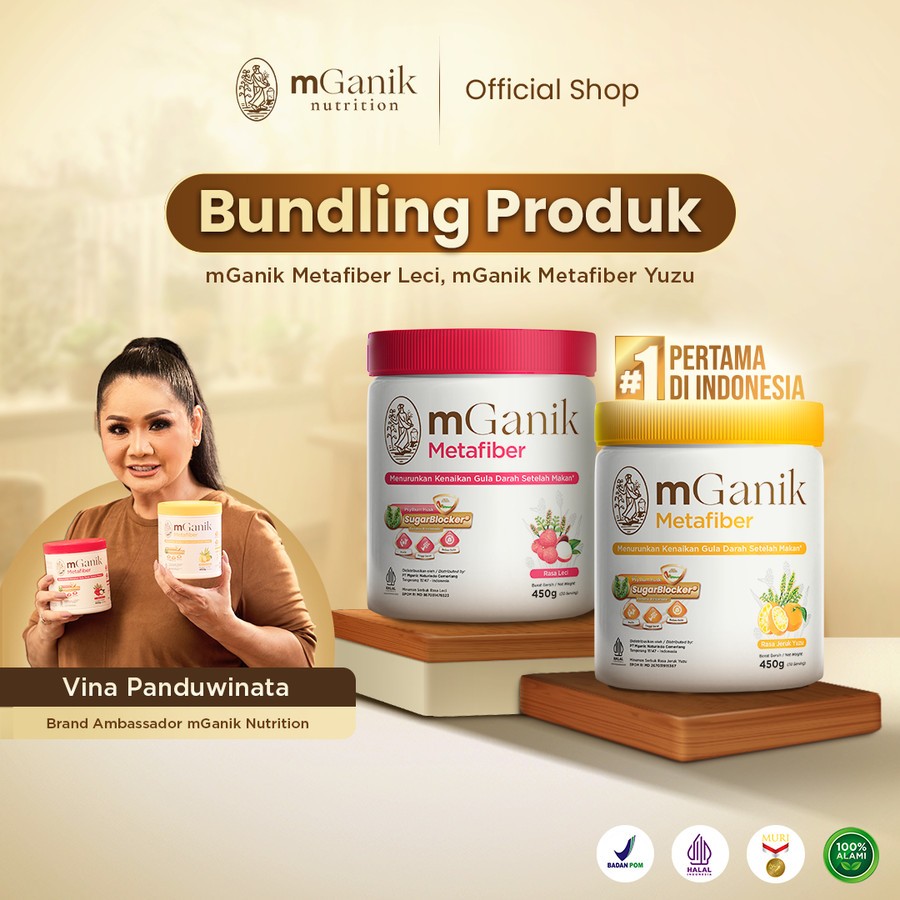 mGanik Metafiber Rasa Leci & Jeruk Yuzu Suplemen Serat Alami Khusus Diabetes - Kemasan 2 Tube