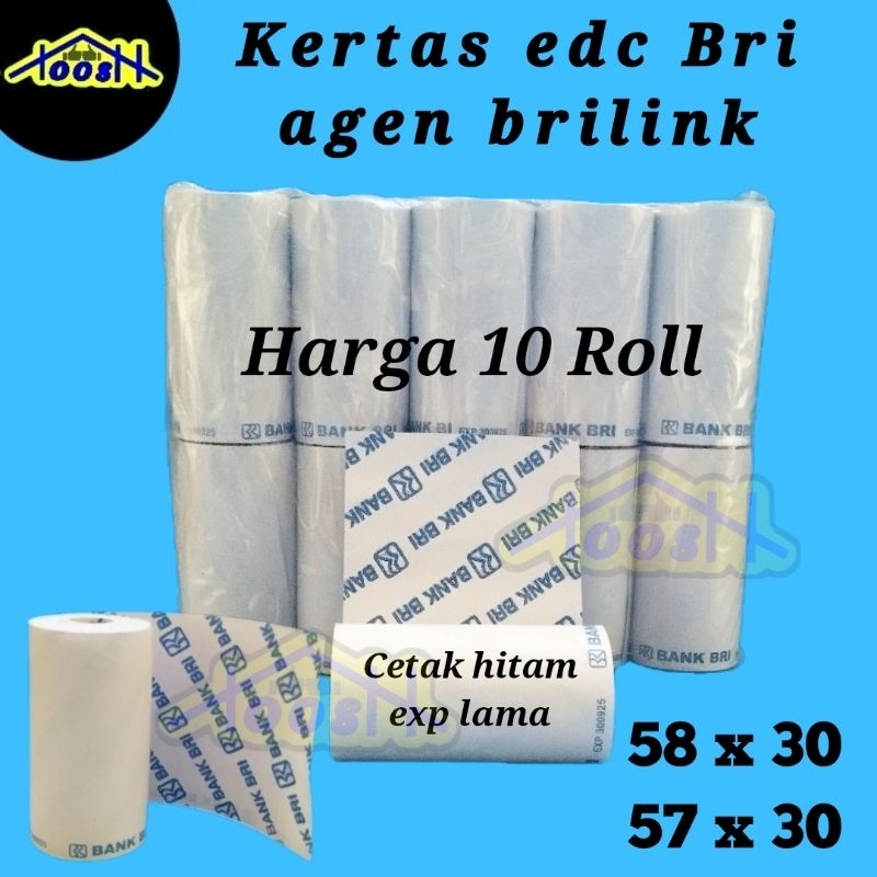 

10 Roll / 1 pack Kertas Thermal Edc Bri 57 x 30 58 x 30 kertas termal bri agen brilink kertas brilink uk 58mm kertas paper roll logo bank bri murah cod gratis ongkir