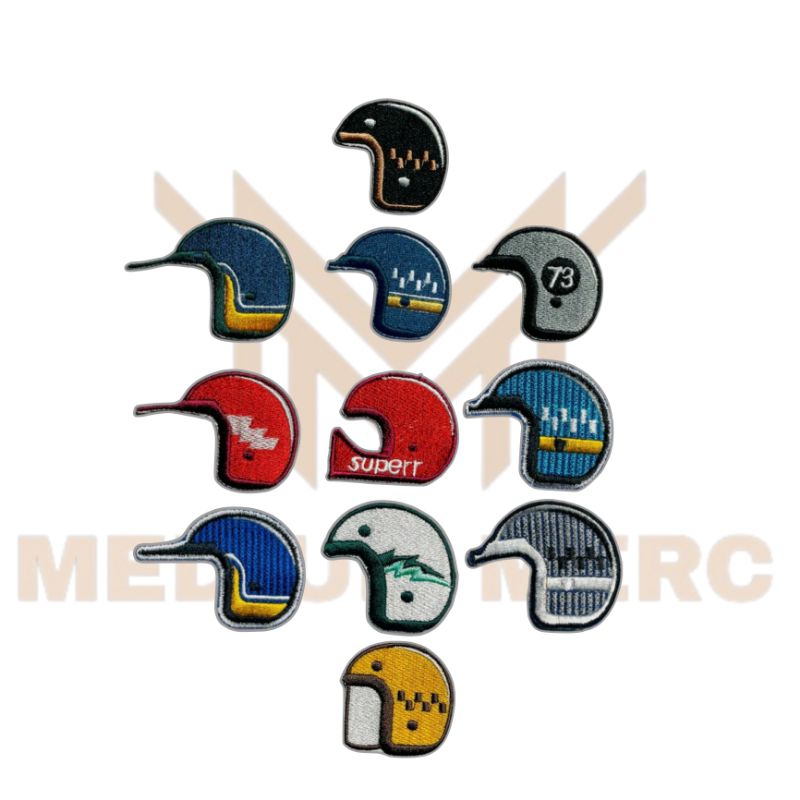 Patch Bordir aksesoris Lucu gambar helm patch jahit