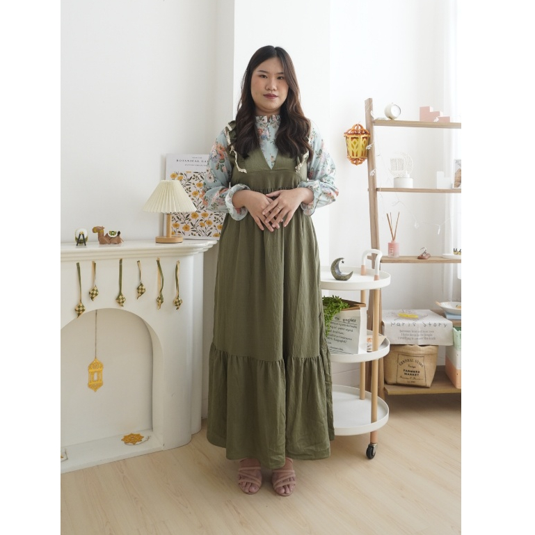The.Epilog | Dress Gamis Wanita Polo Linen Kombinasi Gucci Cey Dahlia | Gamis Wanita | Gamis Motif |