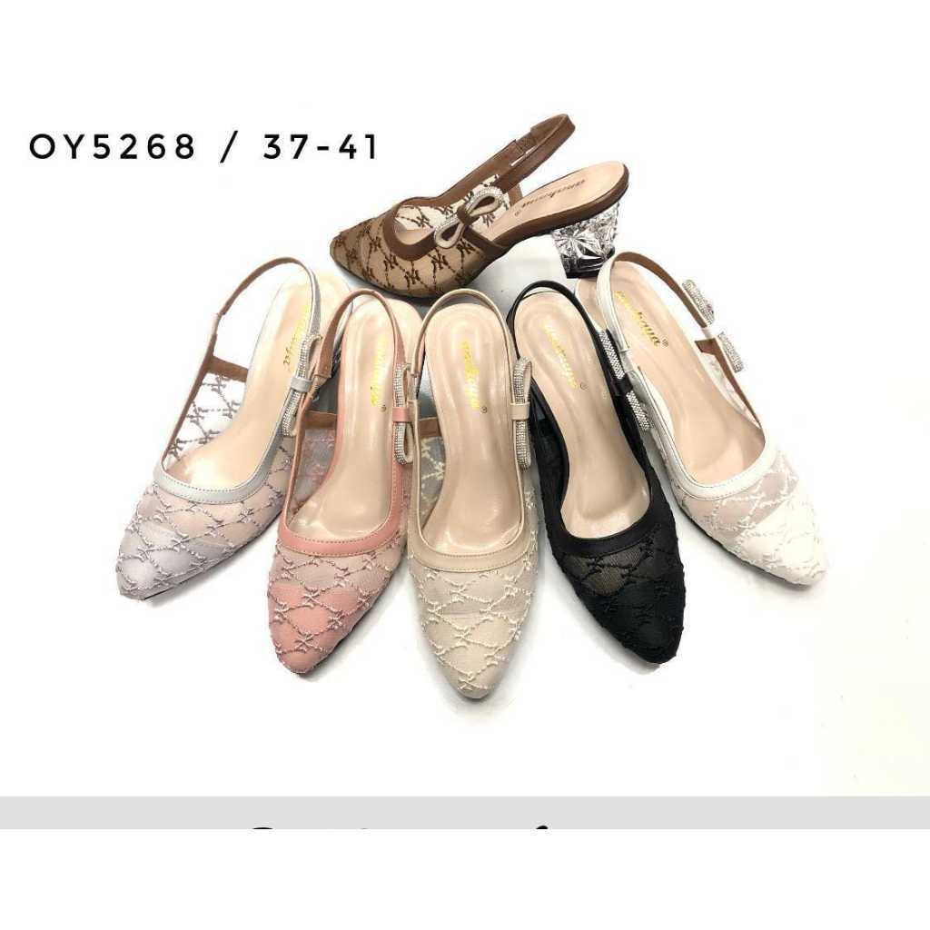 Anakaya sendal pesta selop oy-5268 hitam,cream 37-41