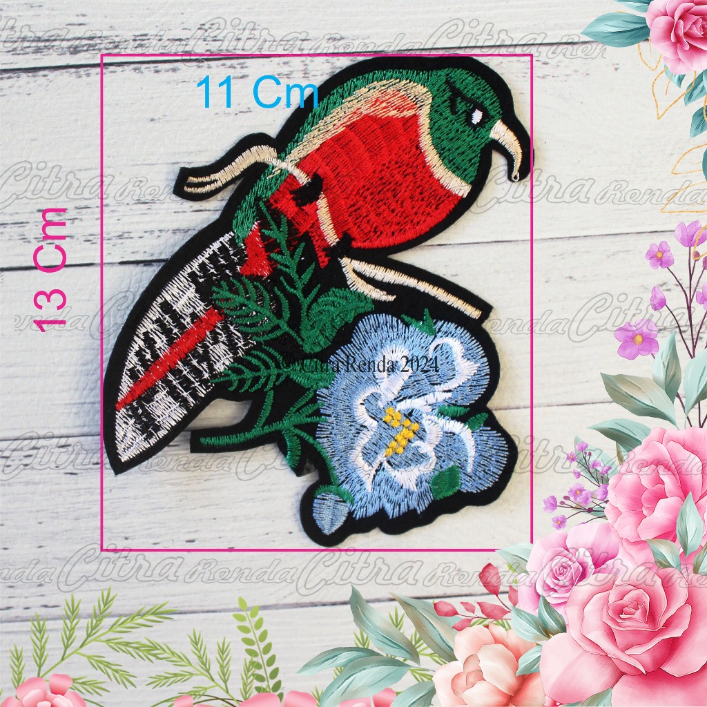 (Per Pcs) AP620 Patch Burung Cantik / Iron Patch Bordir Burung / Emblem Burung / Aplikasi Bordir Bur