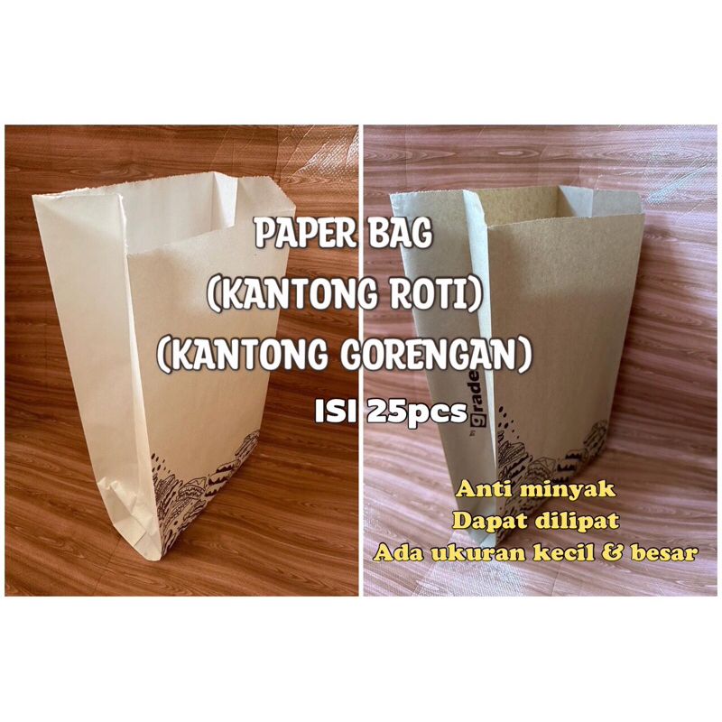 

[isi 25 lembar] PAPER BAG COKLAT PUTIH MOTIF // KANTONG GORENGAN TEMPE TAHU LUMPIA