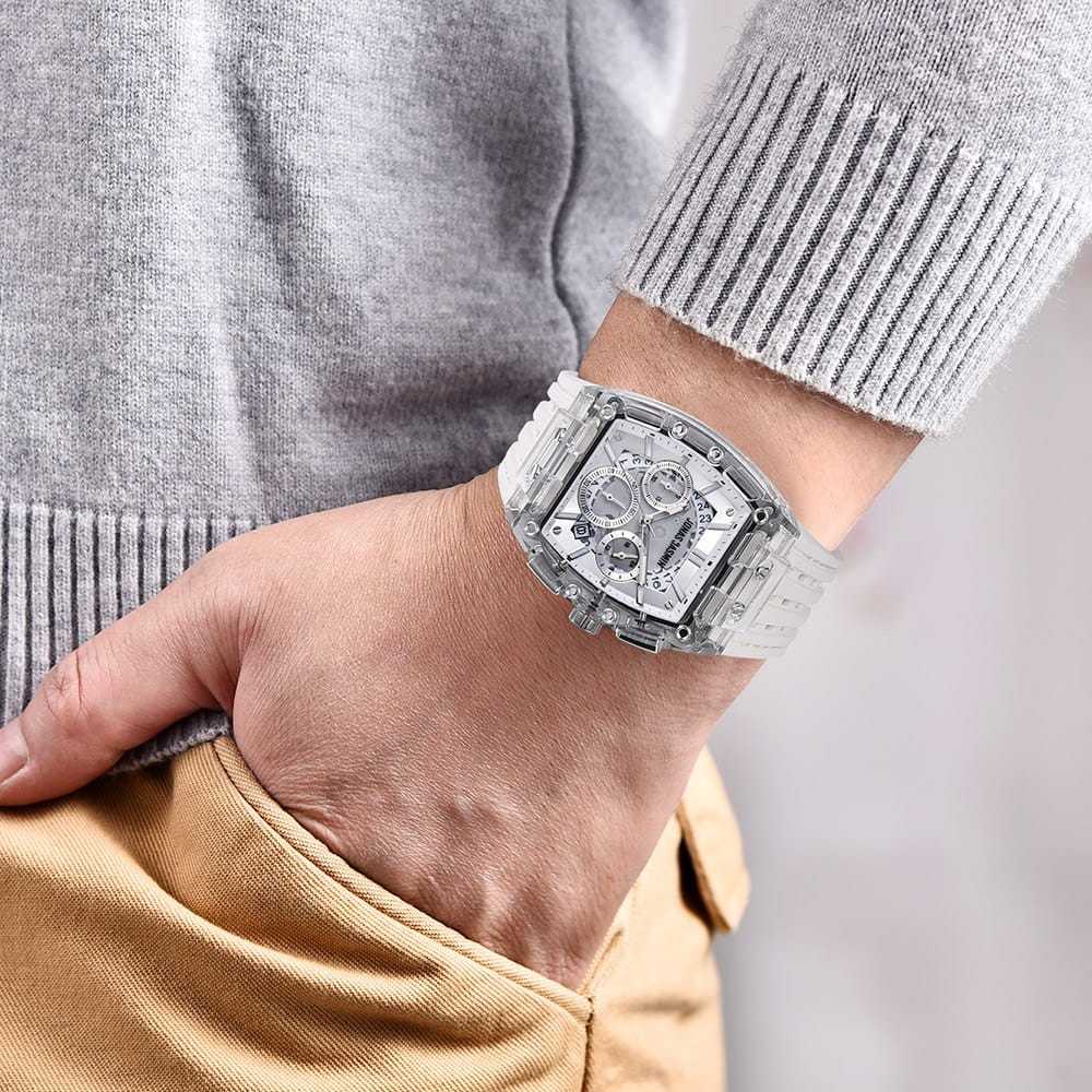 jam tangan pria chrono aktif strab rubber untuk dewasa