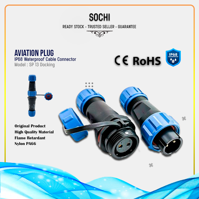 [Sochi] Konektor Kabel Listrik Waterproof IP68 Aviation Plug SP13D Docking