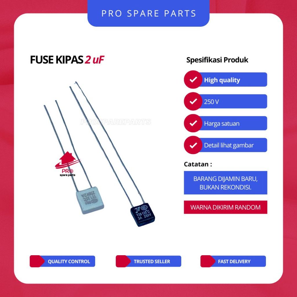 Fuse Kipas Angin 2A - Sekring / Skring Kipas Angin 2 Ampere - Sparepart Kipas