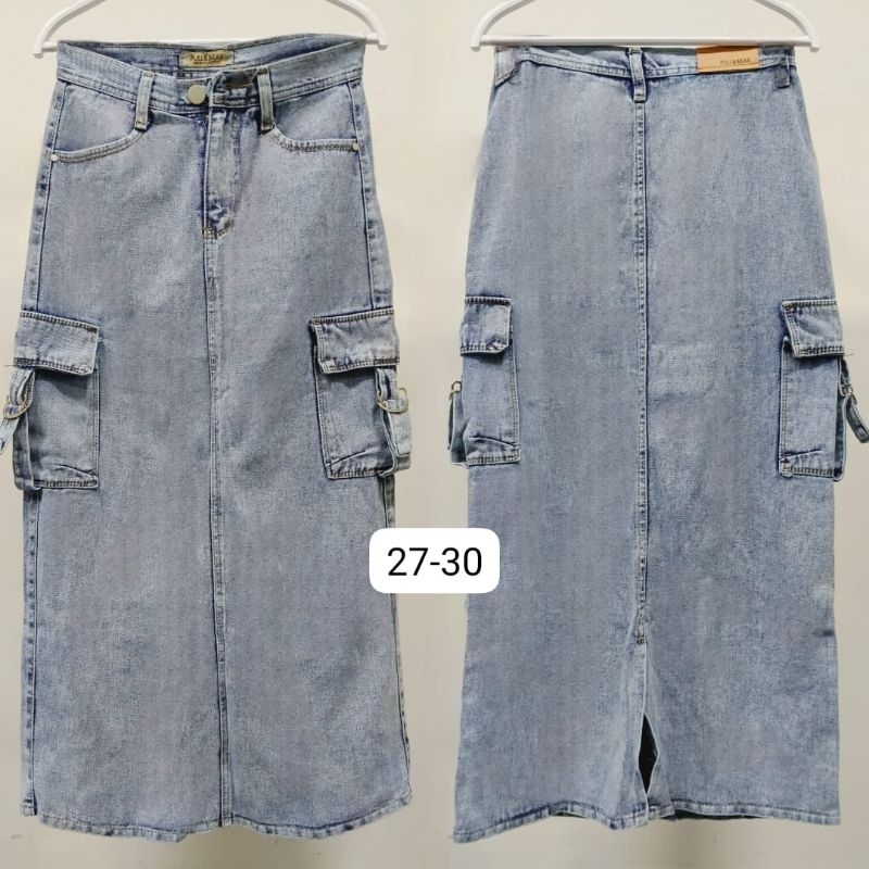 Rok Jeans Wanita panjang import/Rok jeans wanita terbaru Rf