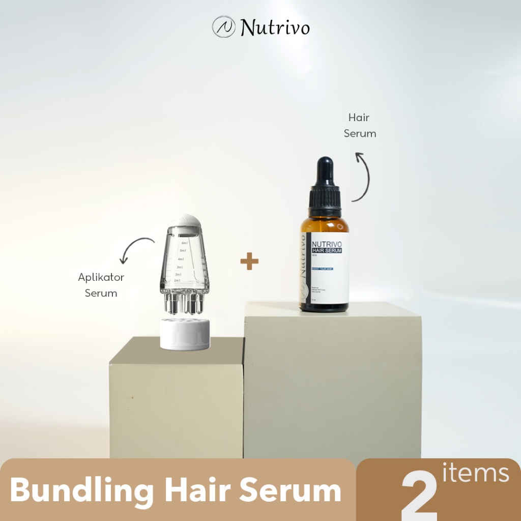 Nutrivo Applicator Serum Rambut (Portable Pijat Kepala) with Nutrivo Hair Serum I Bundling Package