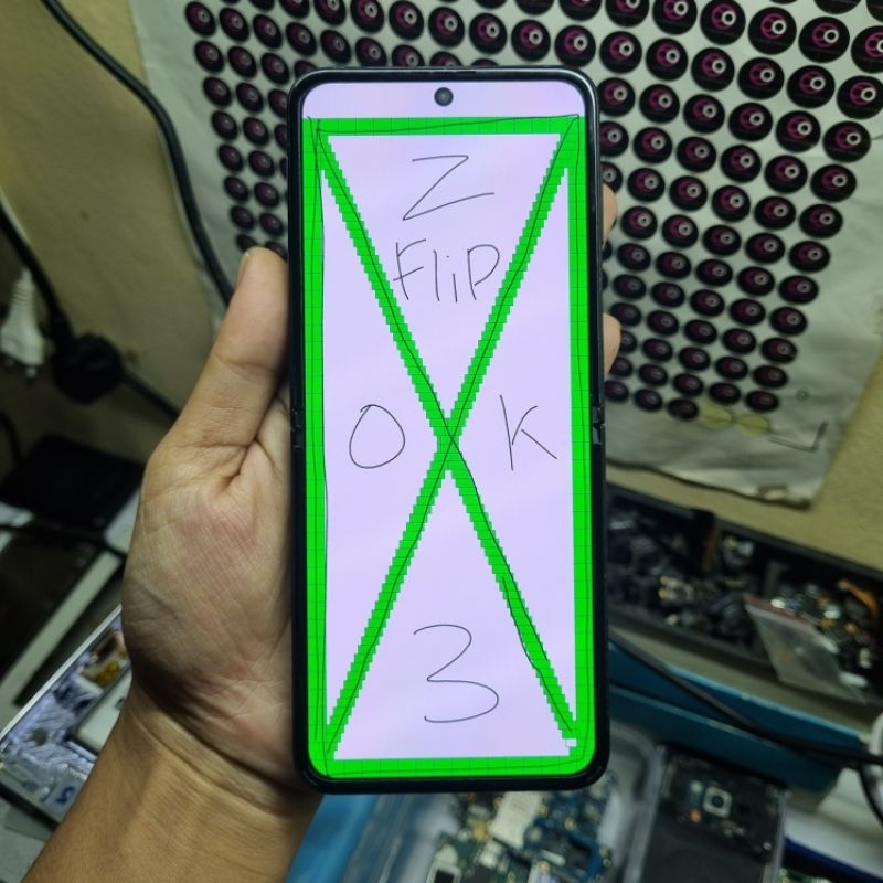 LCD UTAMA SAMSUNG Z FLIP 3 ORIGINAL COPOTAN NORMAL ( SM-F711 ) LAYAR BESAR LAYAR DALAM
