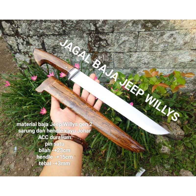 PISAU DAPUR BAJA JEEP WILLYS ASLI KAYU JOHAR, JAGAL SEMBELIH