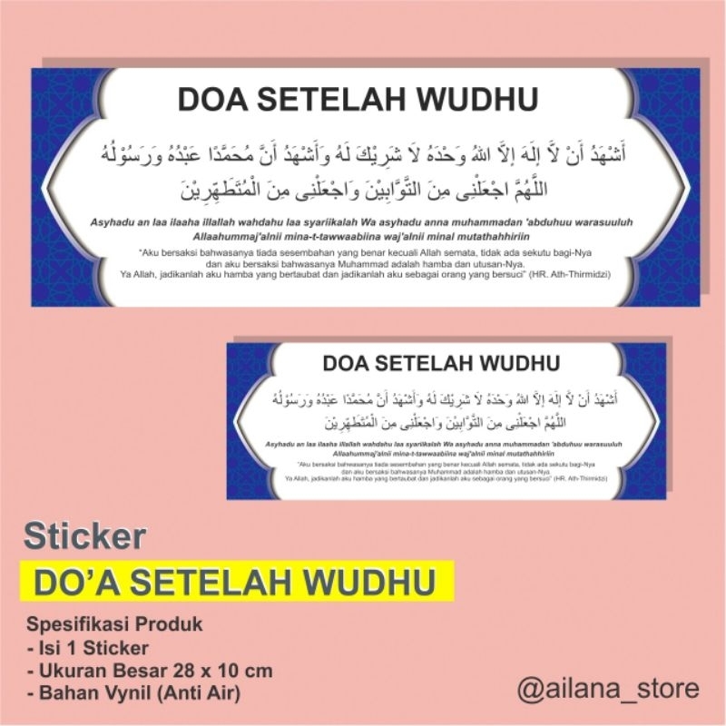 

STIKER DOA SETELAH WUDHU • UKURAN BESAR ANTI AIR