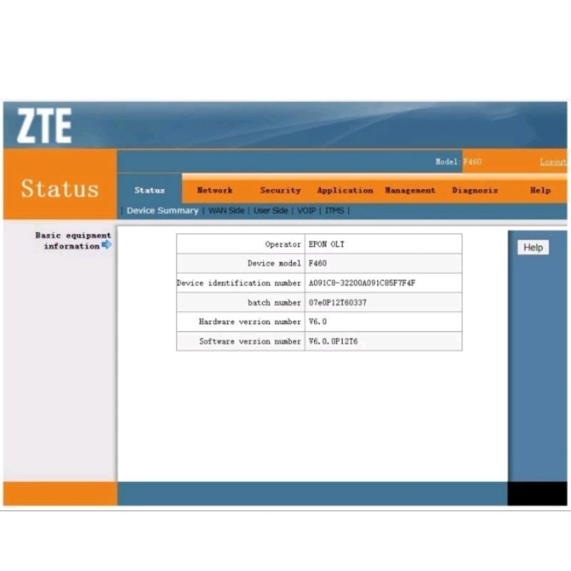 router wifi EPON ZTE F460 V6