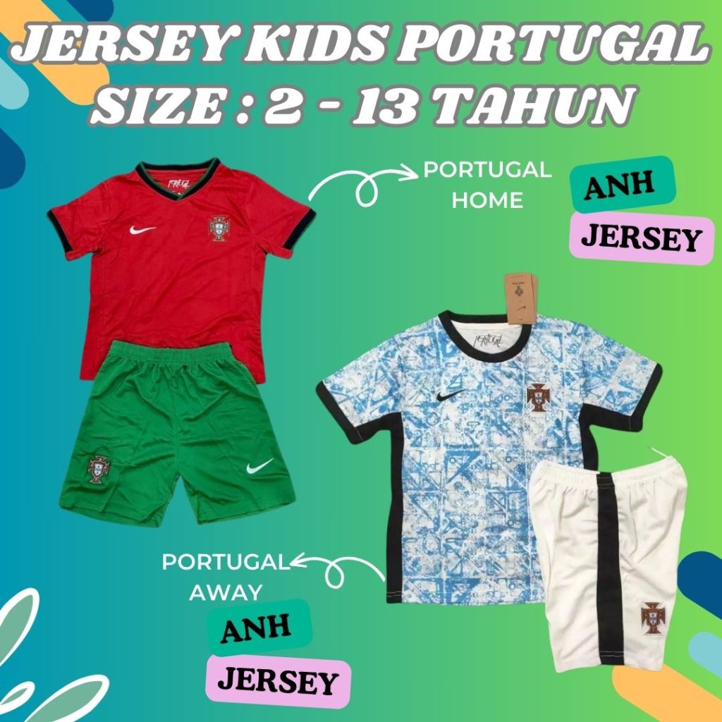 (KIDS) JERSEY BAJU BOLA ANAK NEGARA (PORTUGAL) HOME AWAY EURO 2024 2025