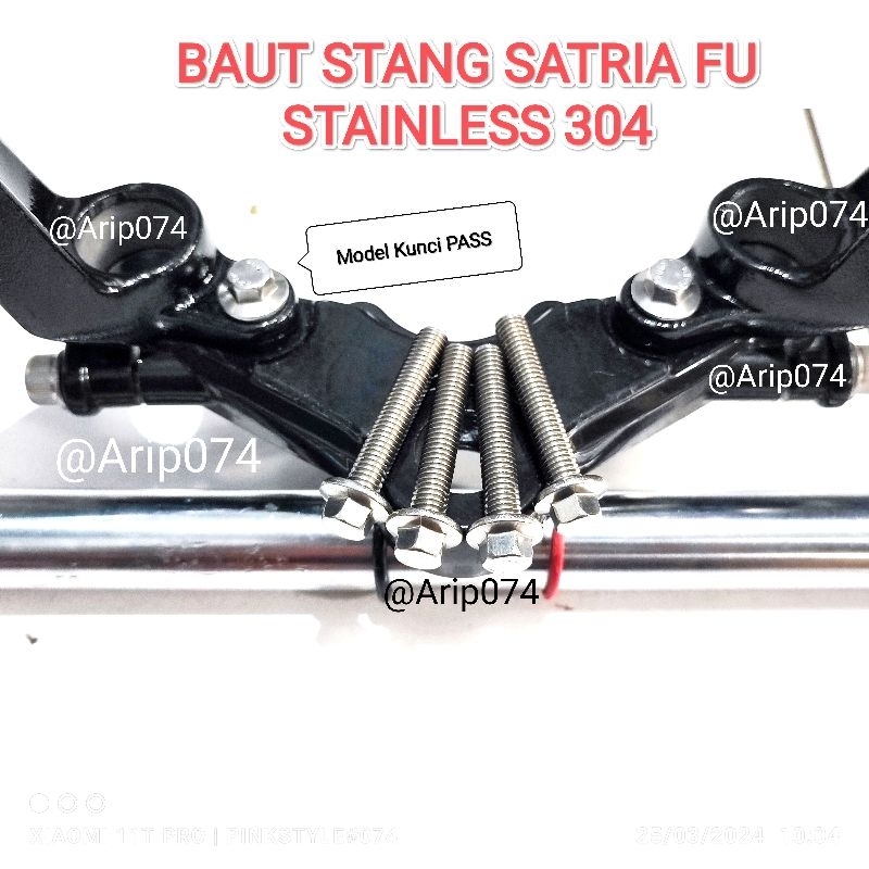 BAUT STAINLESS SEGITIGA STANG STANDAR SATRIA FU 150 BAUT MUR NYLON STANG ORIGINAL STANDAR FU BAUT BO