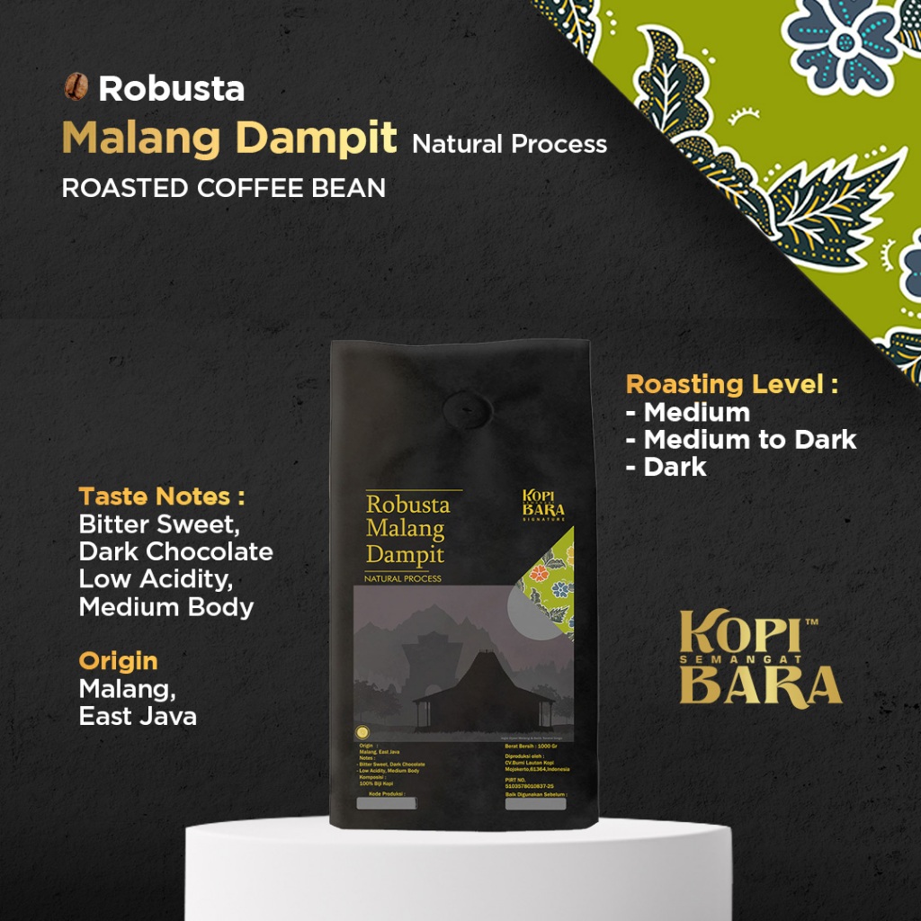 

Robusta Malang Dampit 1kg - Roasted Coffee Bean - Kopi Bara Signature 210224C
