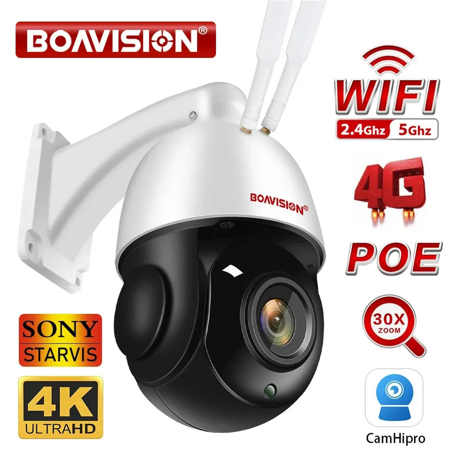 Boavision Camera CCTV Dome 4K PTZ 8MP Outdoor Waterproof Zoom 30x