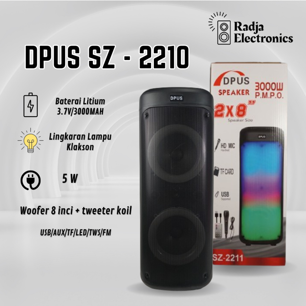 Speaker Bluetooth Murah Portable DPLUS SZ-2210 8 Inch  - Speaker Termurah
