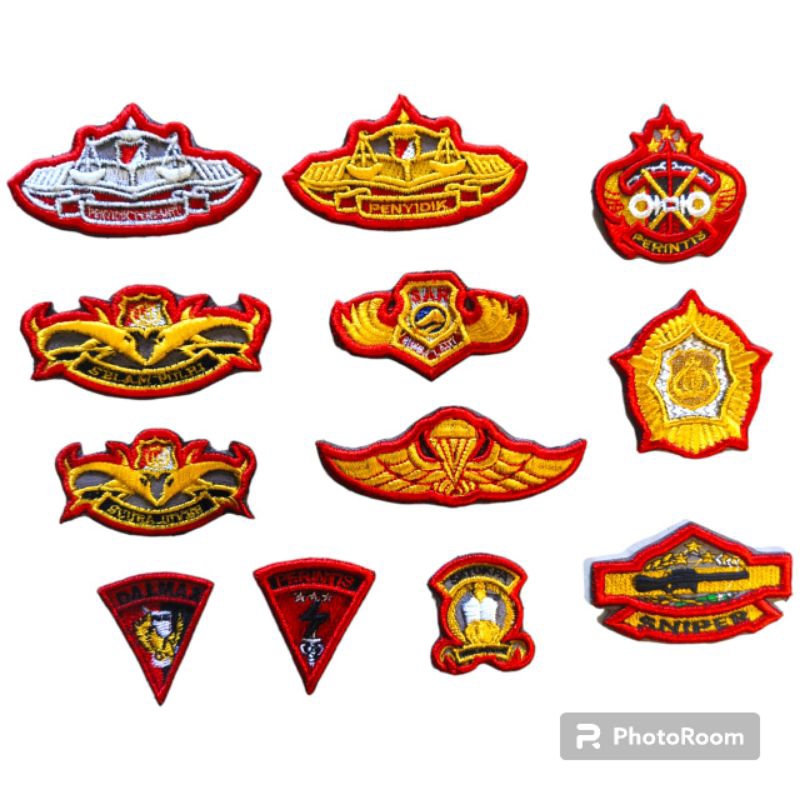 ATRIBUT POLRI BORDIR TIMBUL 3D LIS MERAH BET POLRI SCUBA SNIPER SELAM PERINTIS PENYIDIK DLL