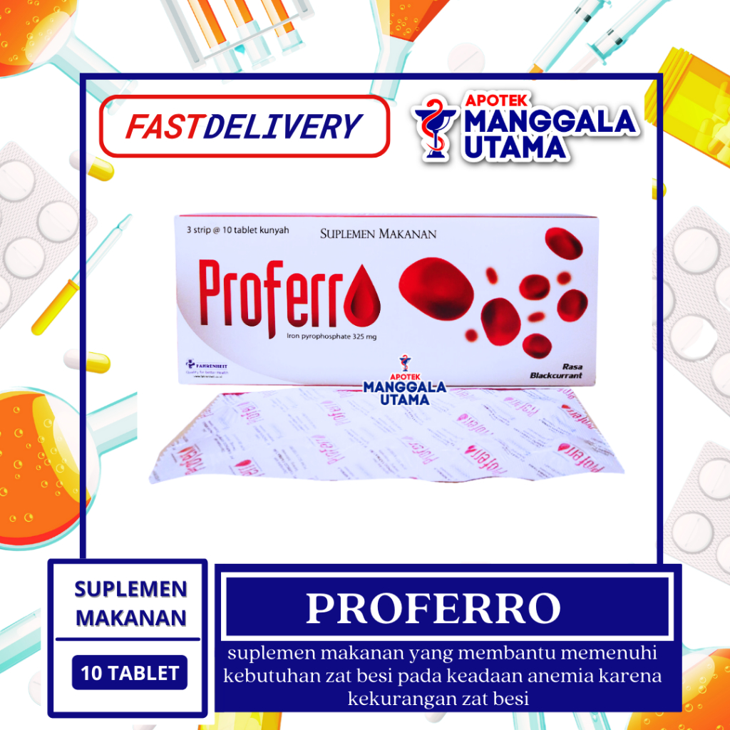 PROFERRO SUPLEMEN ZAT BESI ISI 10 TABLET KUNYAH