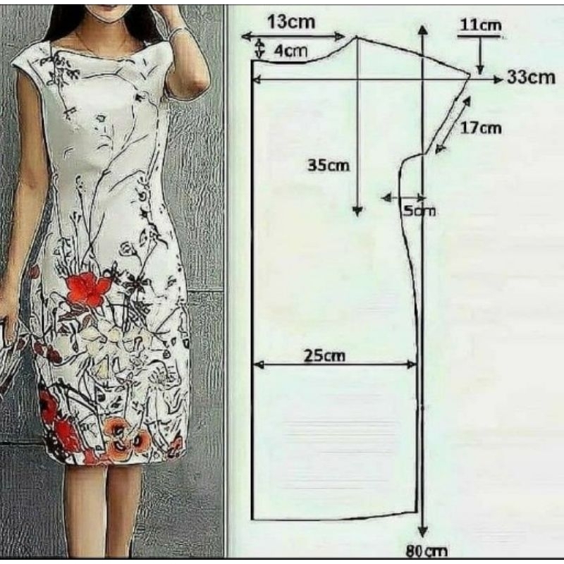 pola dress stali wanita