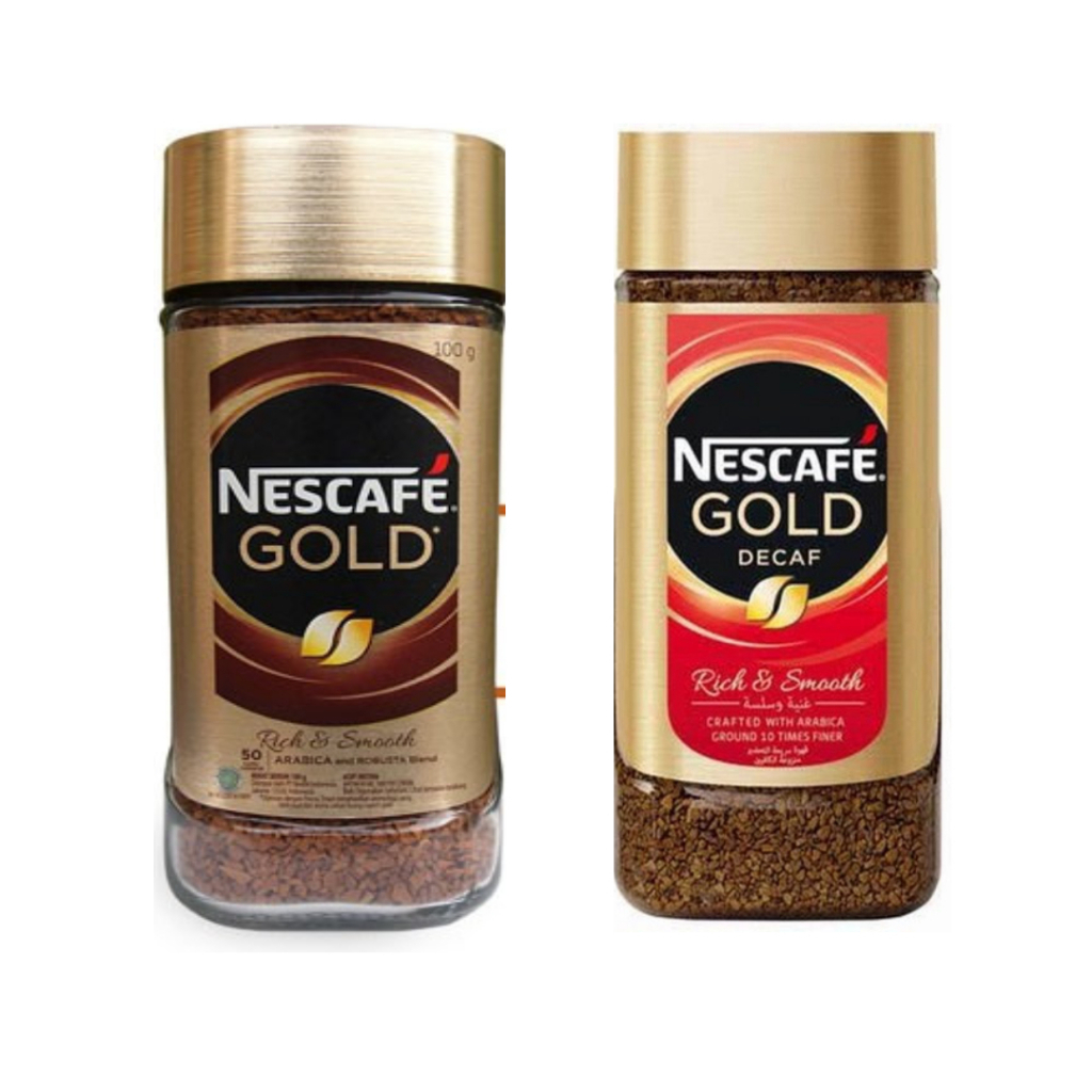 

Nescafe Gold Decaf kopi Instan Jar 100gr Ed 7/26 - 10/26 dan Nescafe Gold kopi Instan Jar 100Gr