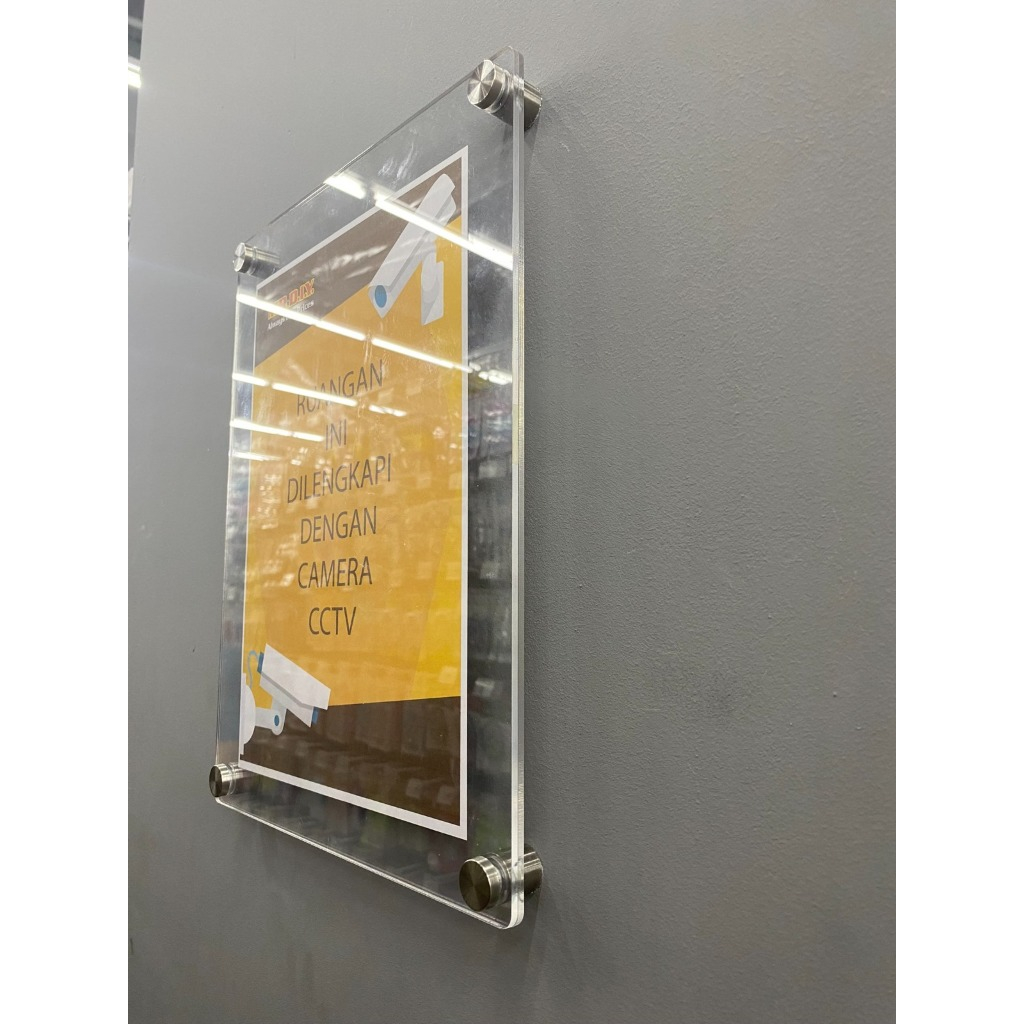 

akrilik papan nama penjepit kertas tanda / tempat brosur / qris ukuran A4 2mm
