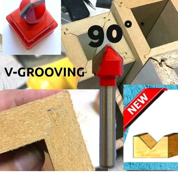 Mata Profil Router Bit Trimmer V Groove Bits 90 Derajat